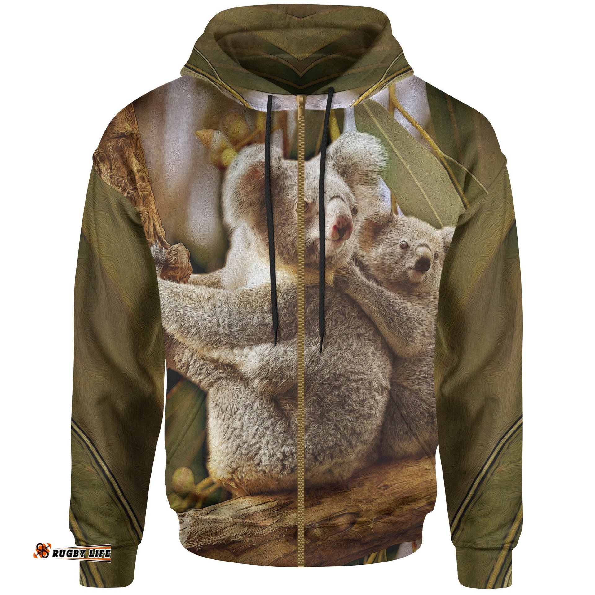 Zip Up Hoodie Australian Koala Hoodie 3D Koala