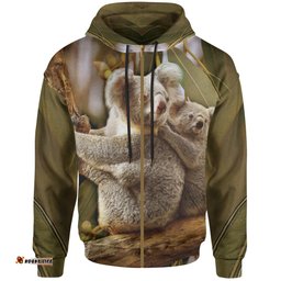 Zip Up Hoodie Australian Koala Hoodie 3D Koala