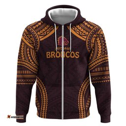 custom broncos rugby hoodie with polynesian style