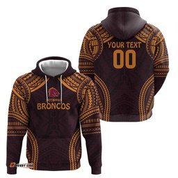 custom broncos rugby hoodie with polynesian style