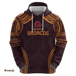 custom broncos rugby hoodie with polynesian style