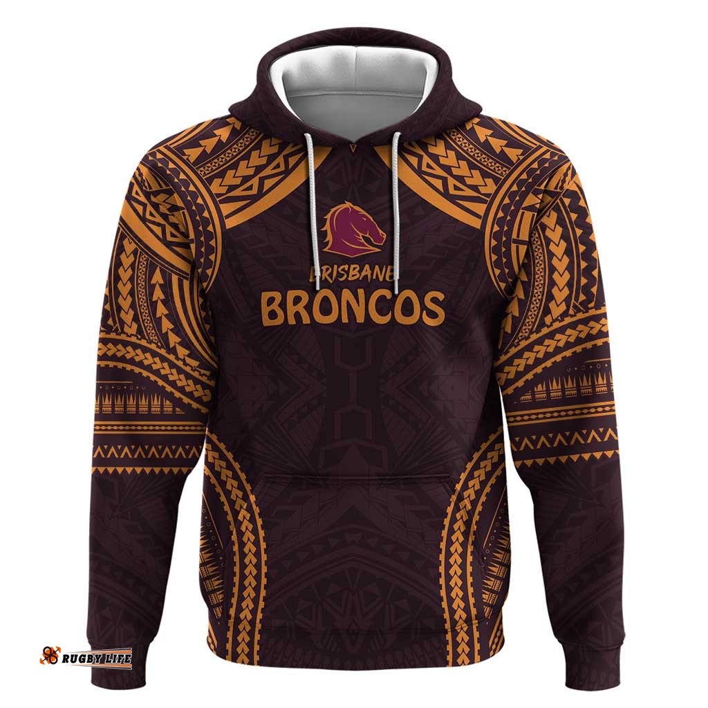 custom broncos rugby hoodie with polynesian style