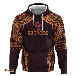 custom broncos rugby hoodie with polynesian style