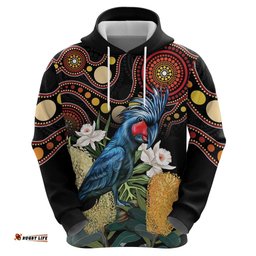 australia palm cockatoo hoodie aussie banksia aboriginal pattern