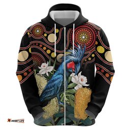 australia palm cockatoo hoodie aussie banksia aboriginal pattern