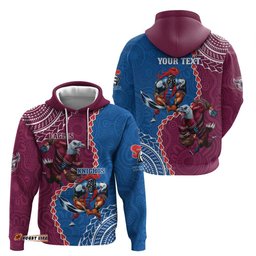 personalised eagles and knights rugby hoodie aboriginal mix polynesian pattern