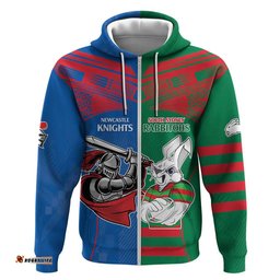 custom knights and rabbitohs mascot together hoodie