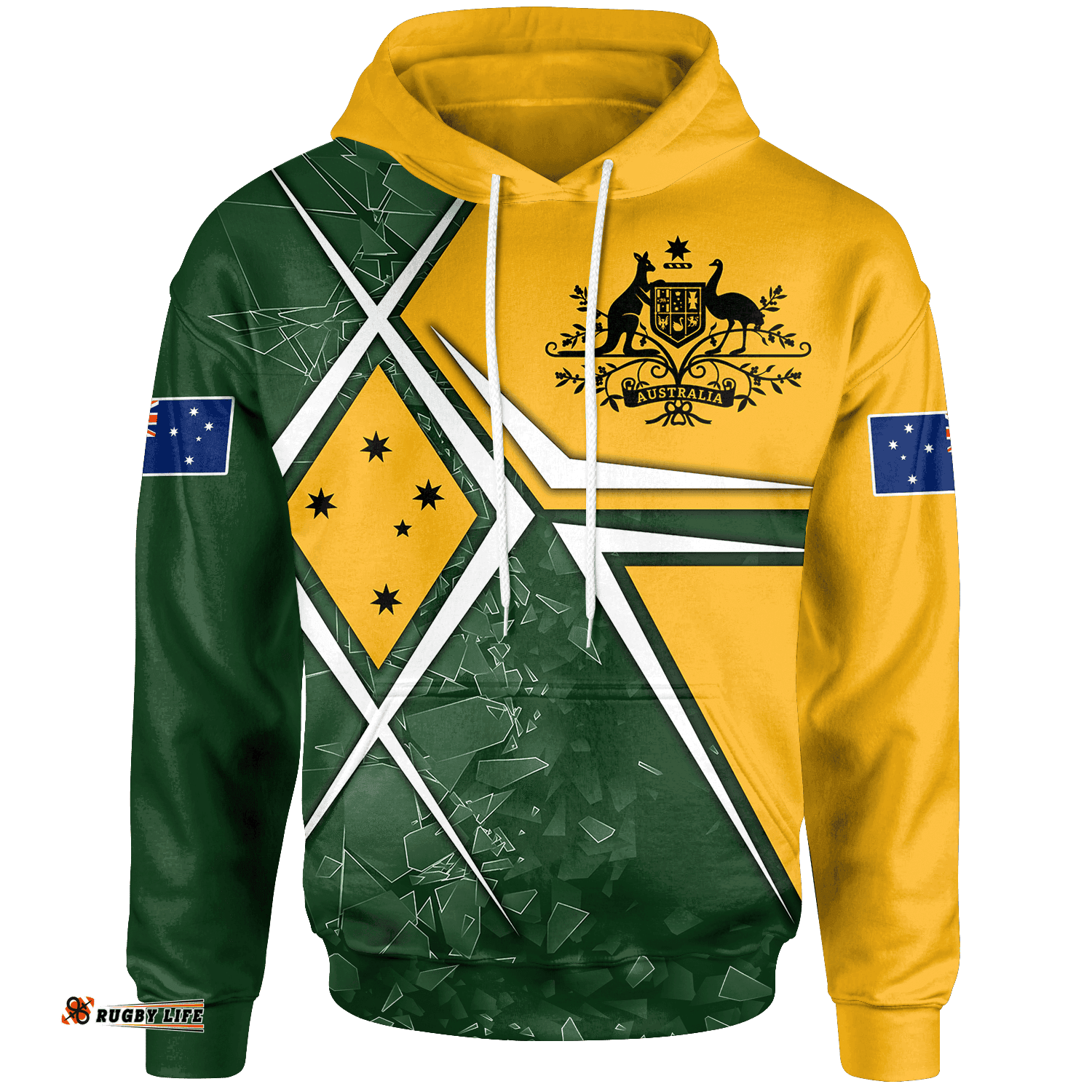 Hoodie Aussie Flag Green