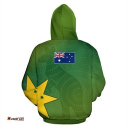 Aboriginal Hoodie, Kangaroo Dot Painting Aus Flag