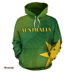 Aboriginal Hoodie, Kangaroo Dot Painting Aus Flag