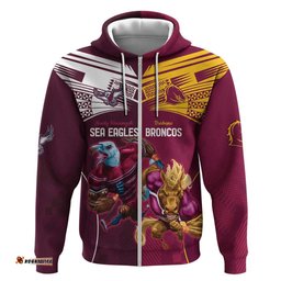 custom sea eagles and broncos rugby hoodie sporty style