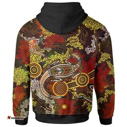 Custom Aboriginal Hoodie, Kangaroo and Lizard Dot Painting Art
