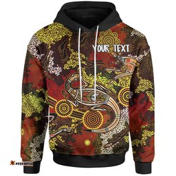 Custom Aboriginal Hoodie, Kangaroo and Lizard Dot Painting Art