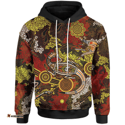 Aboriginal Hoodie, Kangaroo and Lizard Dot Painting Art