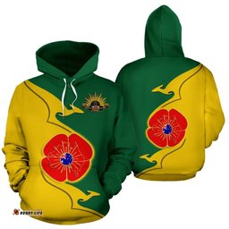 ANZAC Hoodie Lest We Forget Poppy Map Kangaroo