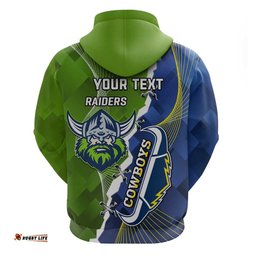 personalised cowboys and raiders rugby hoodie sporty version