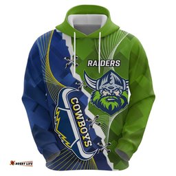 personalised cowboys and raiders rugby hoodie sporty version