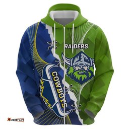 personalised cowboys and raiders rugby hoodie sporty version