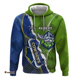 personalised cowboys and raiders rugby hoodie sporty version