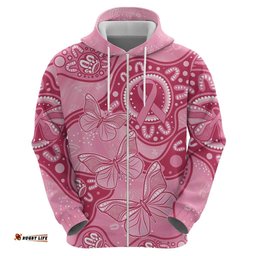australia indigenous hoodie breast cancer pink aboriginal butterfly