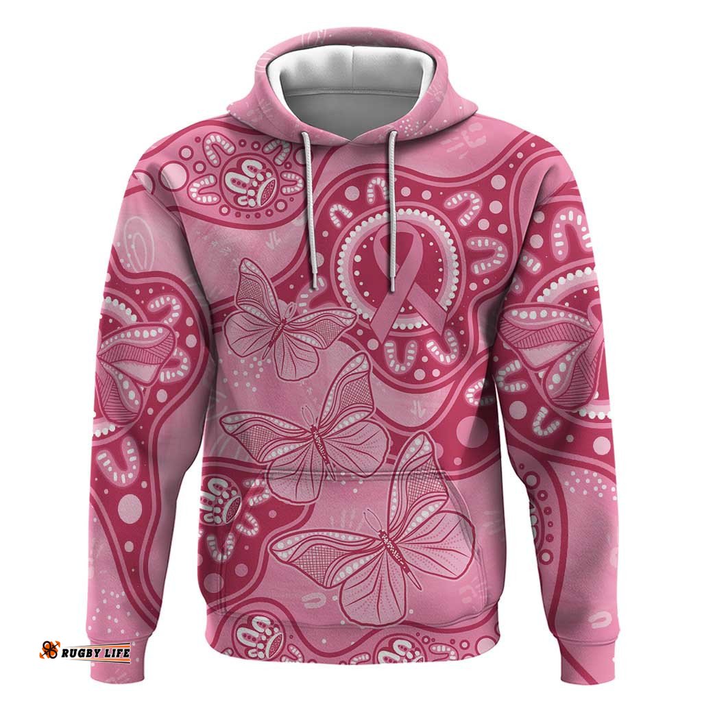 australia indigenous hoodie breast cancer pink aboriginal butterfly