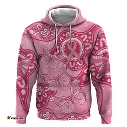 australia indigenous hoodie breast cancer pink aboriginal butterfly