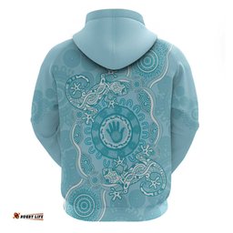 blue australia lizard with aboriginal art hoodie