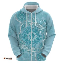 blue australia lizard with aboriginal art hoodie