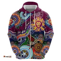custom naidoc week 2024 brisbane lions hoodie australia aboriginal dot painting dt02
