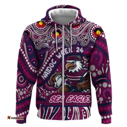 custom australia naidoc week 2024 hoodie sea eagles mascot keep the fire burning dt02