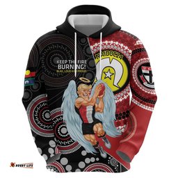 custom afl st kilda naidoc week hoodie keep the fire burning indigenous art
