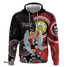custom afl st kilda naidoc week hoodie keep the fire burning indigenous art