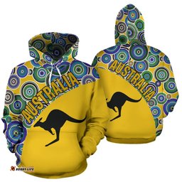 Aboriginal Hoodie, Kangaroo Pattern Circle Dot Painting