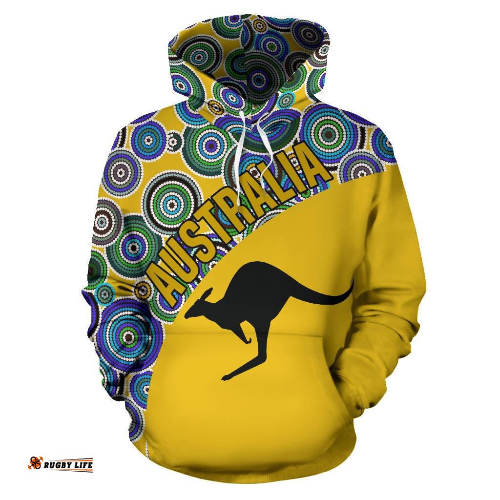 Aboriginal Hoodie, Kangaroo Pattern Circle Dot Painting