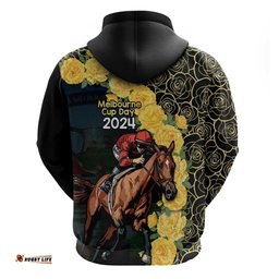 melbourne horse racing hoodie yellow roses ready set gallop