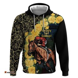 melbourne horse racing hoodie yellow roses ready set gallop