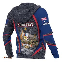 Custom Text Hoodie, Australian Coat of Arms Aussie Spirit