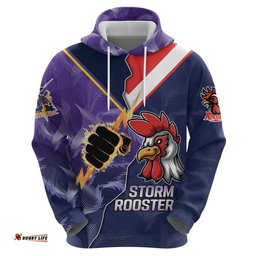 nrl storm rooster mascot custom hoodie cracked metal style