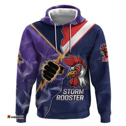 nrl storm rooster mascot custom hoodie cracked metal style