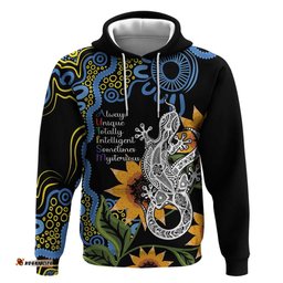 australia autism awareness hoodie brave strong aussie lizard aboriginal art