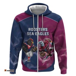 roosters sea eagles rugby custom hoodie half grunge style