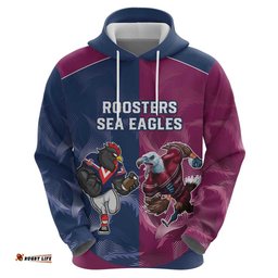 roosters sea eagles rugby custom hoodie half grunge style