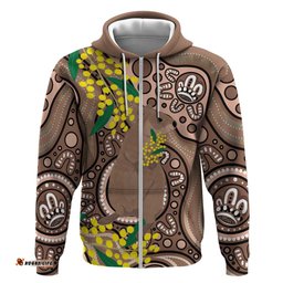 australia cute quokka hoodie indigenous art with golden wattle