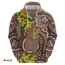 australia cute quokka hoodie indigenous art with golden wattle