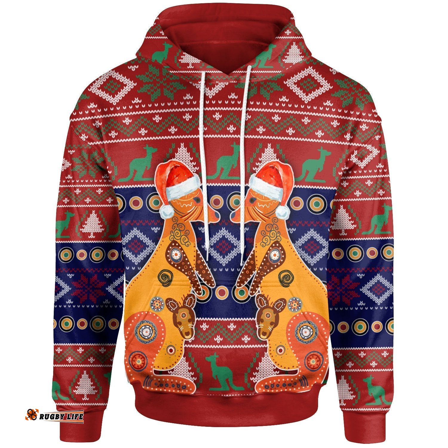 Australia Christmas Hoodie Mother Kangaroo In Christmas