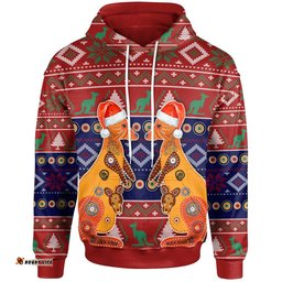 Australia Christmas Hoodie Mother Kangaroo In Christmas