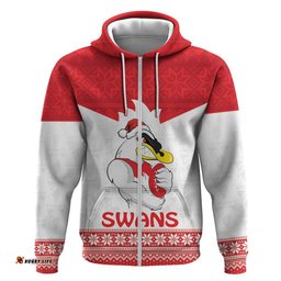 afl sydney christmas personalised hoodie with swans mascot simple style