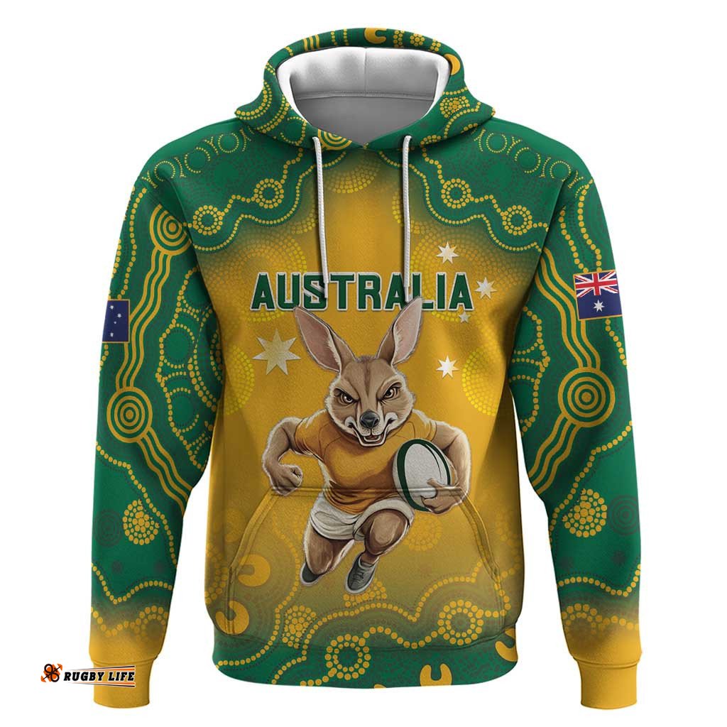 custom australia rugby 2024 hoodie go wallabies aboriginal pattern