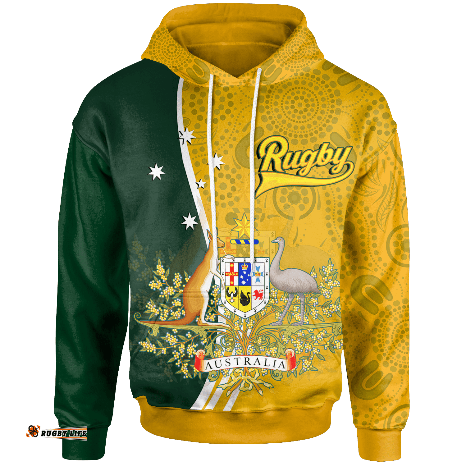 Personalised Hoodie Australia Coat Of Arm In Rugby Style