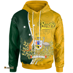Personalised Hoodie Australia Coat Of Arm In Rugby Style